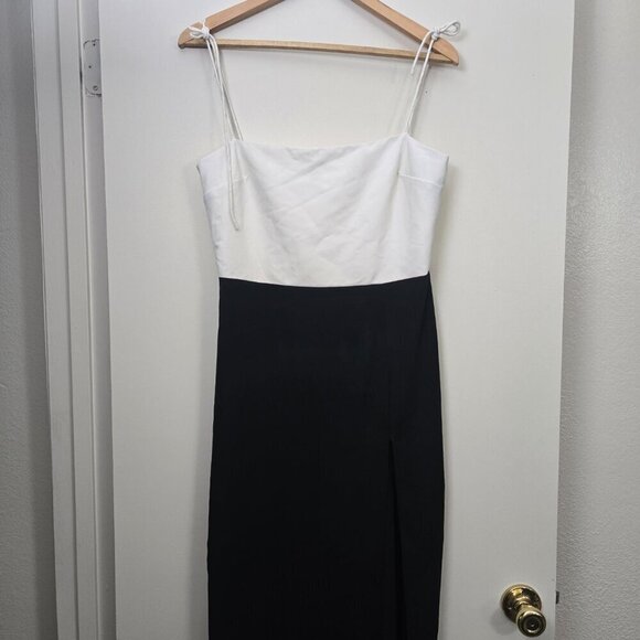NEW Amanda Uprichard Avani Long Dress M Black White Colorblock Formal Evening - Picture 4 of 7